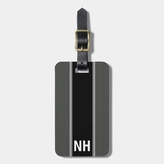 Graues nobles personalisiertes mit Monogramm Gepäckanhänger (Vorderseite vertikal)