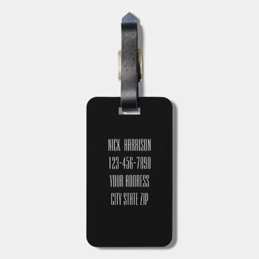 Graues nobles personalisiertes mit Monogramm Gepäckanhänger (Rückseite vertikal)