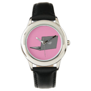 Graues Notebook mit Bird-Logo-Cartoon Armbanduhr