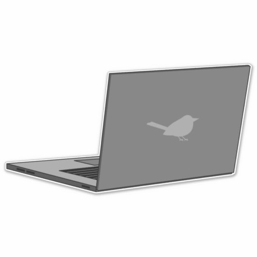 Graues Notebook mit Bird-Logo-Cartoon Aufkleber (Vorderseite)