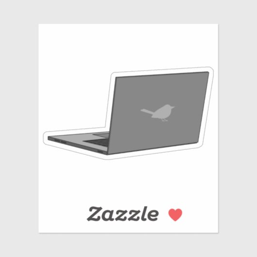 Graues Notebook mit Bird-Logo-Cartoon Aufkleber (Blatt)