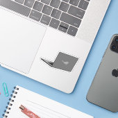 Graues Notebook mit Bird-Logo-Cartoon Aufkleber (Laptop mit iPhone)