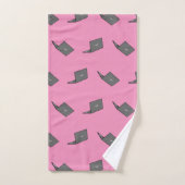 Graues Notebook mit Bird-Logo-Cartoon Badhandtuch Set (Handtuch)