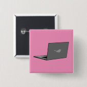 Graues Notebook mit Bird-Logo-Cartoon Button (Vorne & Hinten)