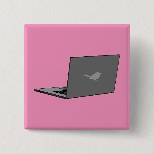 Graues Notebook mit Bird-Logo-Cartoon Button (Vorderseite)