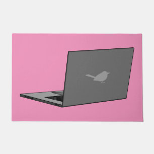 Graues Notebook mit Bird-Logo-Cartoon Fußmatte