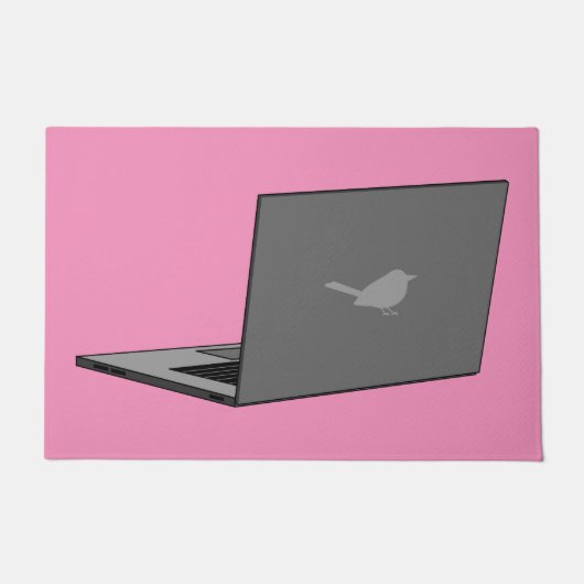 Graues Notebook mit Bird-Logo-Cartoon Fußmatte (Vorderseite)
