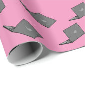 Graues Notebook mit Bird-Logo-Cartoon Geschenkpapier (Rolleneckpunkt)