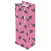 Graues Notebook mit Bird-Logo-Cartoon Geschenktüte Für Weinflaschen (Rückseite Schrägansicht)