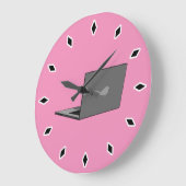 Graues Notebook mit Bird-Logo-Cartoon Große Wanduhr (Winkel)