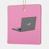 Graues Notebook mit Bird-Logo-Cartoon Keramikornament (Links)
