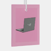 Graues Notebook mit Bird-Logo-Cartoon Ornament Aus Glas (Vorderseite Rechts)