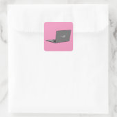 Graues Notebook mit Bird-Logo-Cartoon Quadratischer Aufkleber (Tasche)