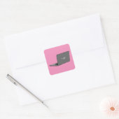 Graues Notebook mit Bird-Logo-Cartoon Quadratischer Aufkleber (Umschlag)