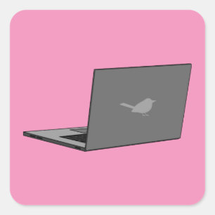 Graues Notebook mit Bird-Logo-Cartoon Quadratischer Aufkleber