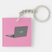 Graues Notebook mit Bird-Logo-Cartoon Schlüsselanhänger (Rückseite)