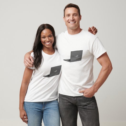 Graues Notebook mit Bird-Logo-Cartoon T-Shirt (Unisex)