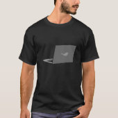 Graues Notebook mit Bird-Logo-Cartoon T-Shirt (Vorderseite)