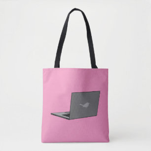 Graues Notebook mit Bird-Logo-Cartoon Tasche