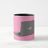 Graues Notebook mit Bird-Logo-Cartoon Tasse (Zentrum)