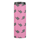 Graues Notebook mit Bird-Logo-Cartoon Thermosbecher (Rückseite)