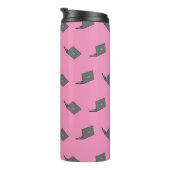 Graues Notebook mit Bird-Logo-Cartoon Thermosbecher (Nach rechts gedreht)