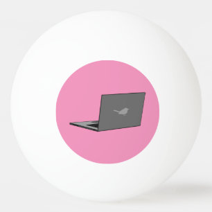 Graues Notebook mit Bird-Logo-Cartoon Tischtennisball