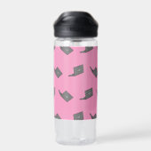 Graues Notebook mit Bird-Logo-Cartoon Trinkflasche (Rückseite)