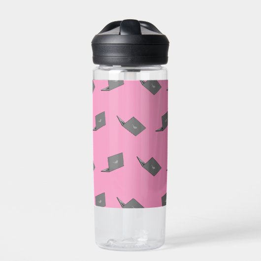 Graues Notebook mit Bird-Logo-Cartoon Trinkflasche (Vorderseite)
