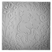 Graues Ombre Bärenwald mit floraler Natur Fliese (Vorderseite)