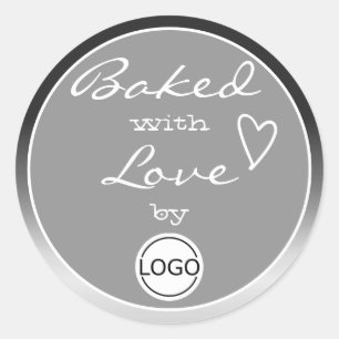 Graues Ombre, gebacken mit Liebe Circle Logo-Vorla Runder Aufkleber