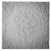 Graues Ombre Kaninchenwald mit floraler Natur Fliese (Vorderseite)