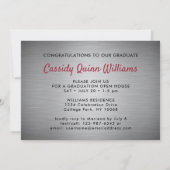 Graues Ombre, Rotes und Weißes Abschluss Foto Einladung (Rückseite)