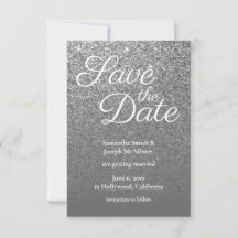 Graues Ombre Silver Glitzer Foto Save the Date