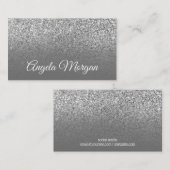 Graues Ombre Silver Glitzer Foto Visitenkarte (Vorne/Hinten)