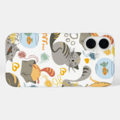 Graues Orange Cartoon Cat Pattern Design Case-Mate iPhone Hülle (Rückseite (Horizontal))