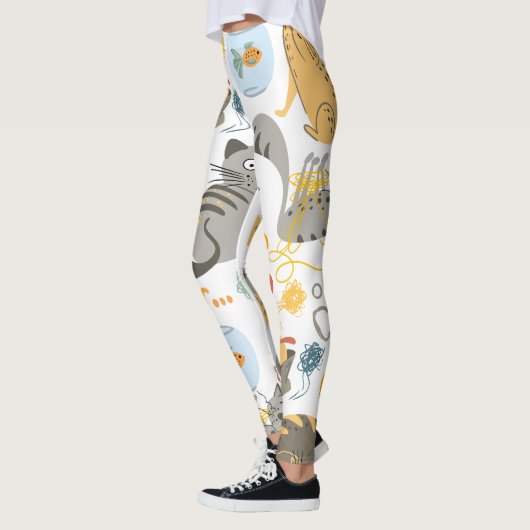 Graues Orange Cartoon Cat Pattern Design Leggings (Links)