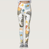 Graues Orange Cartoon Cat Pattern Design Leggings (Vorderseite)