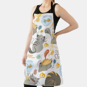 Graues Orange Cartoon Cat Pattern Design Schürze (InSitu)
