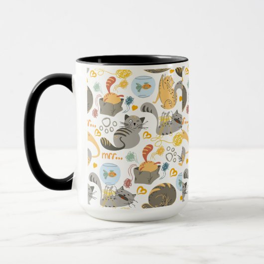 Graues Orange Cartoon Cat Pattern Design Tasse (Links)