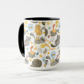 Graues Orange Cartoon Cat Pattern Design Tasse (Vorderseite Links)