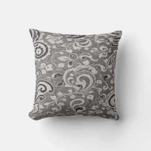 Graues ornamentales Blumenmuster – Eleganter moder Kissen