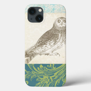 Graues Owl im Muster-Hintergrund Case-Mate iPhone Hülle