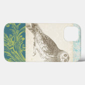 Graues Owl im Muster-Hintergrund Case-Mate iPhone Hülle (Rückseite (Horizontal))
