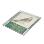 Graues Owl im Muster-Hintergrund Fliese (Seite)