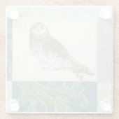 Graues Owl im Muster-Hintergrund Glasuntersetzer (Rückseite)