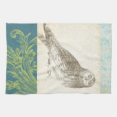 Graues Owl im Muster-Hintergrund Handtuch (Horizontal)