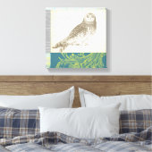 Graues Owl im Muster-Hintergrund Leinwanddruck (Insitu (Schlafzimmer))