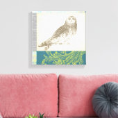 Graues Owl im Muster-Hintergrund Leinwanddruck (Insitu (Wohnzimmer))