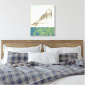 Graues Owl im Muster-Hintergrund Leinwanddruck (Insitu (Schlafzimmer))